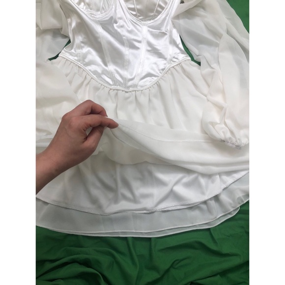 Chiffon Bubble Sleeve Bustier Corset Mini Dress - Picture 10 of 11